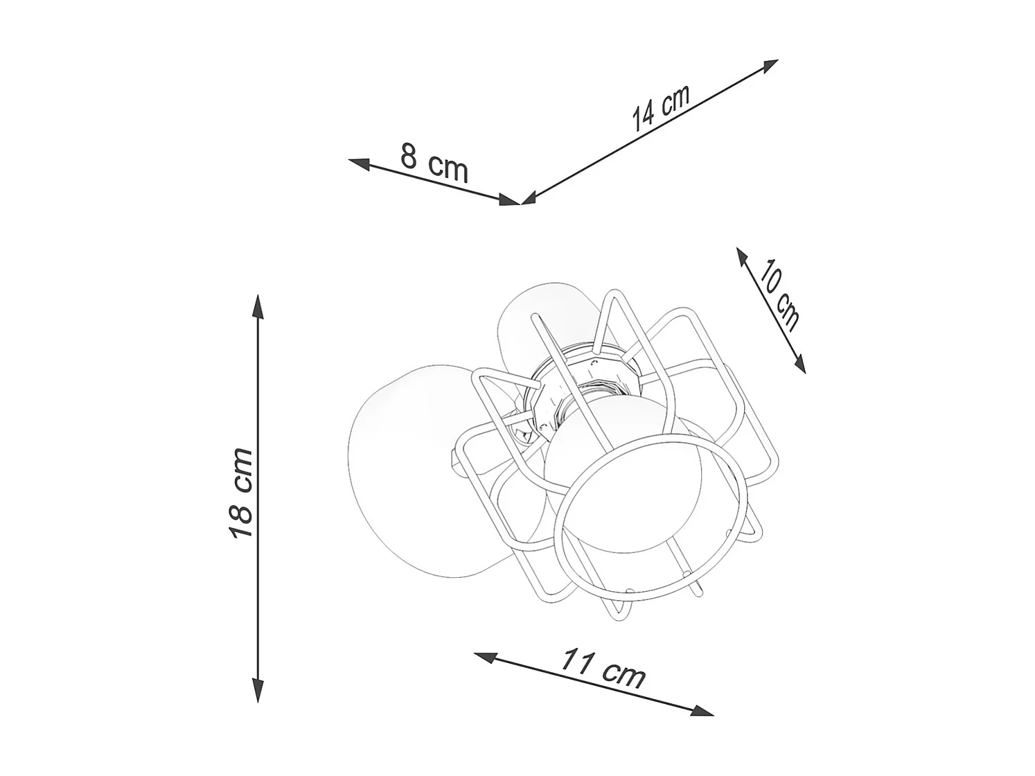 Appliques Celubi moderne en acier - 1 sources lumineuses 3000K - L.14 x H.18 cm - blanc