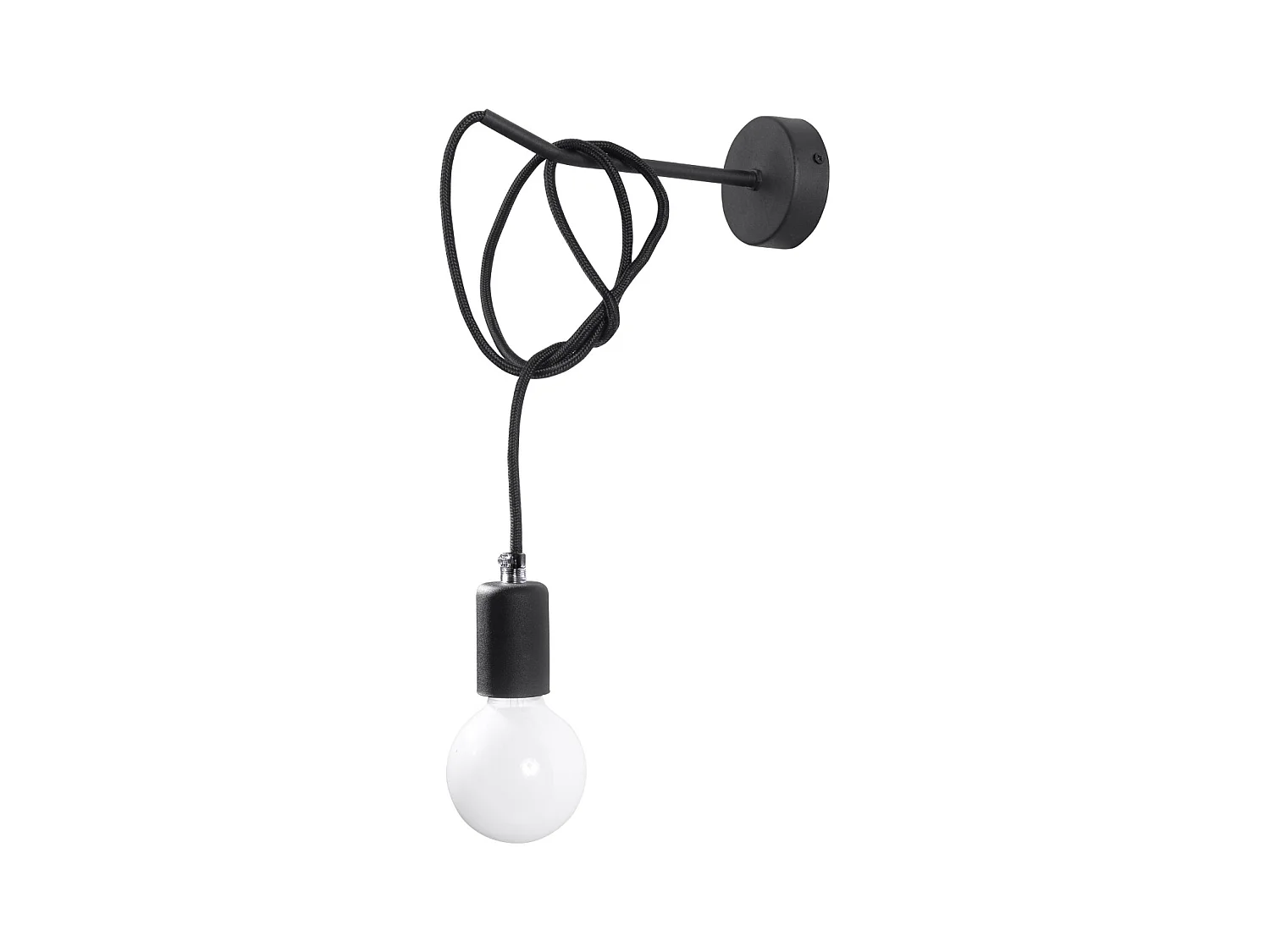 Candeeiros de parede Speis sótão, tecido/aço - 1 fontes de luz 4000K - L.8 x H.100 cm - preto