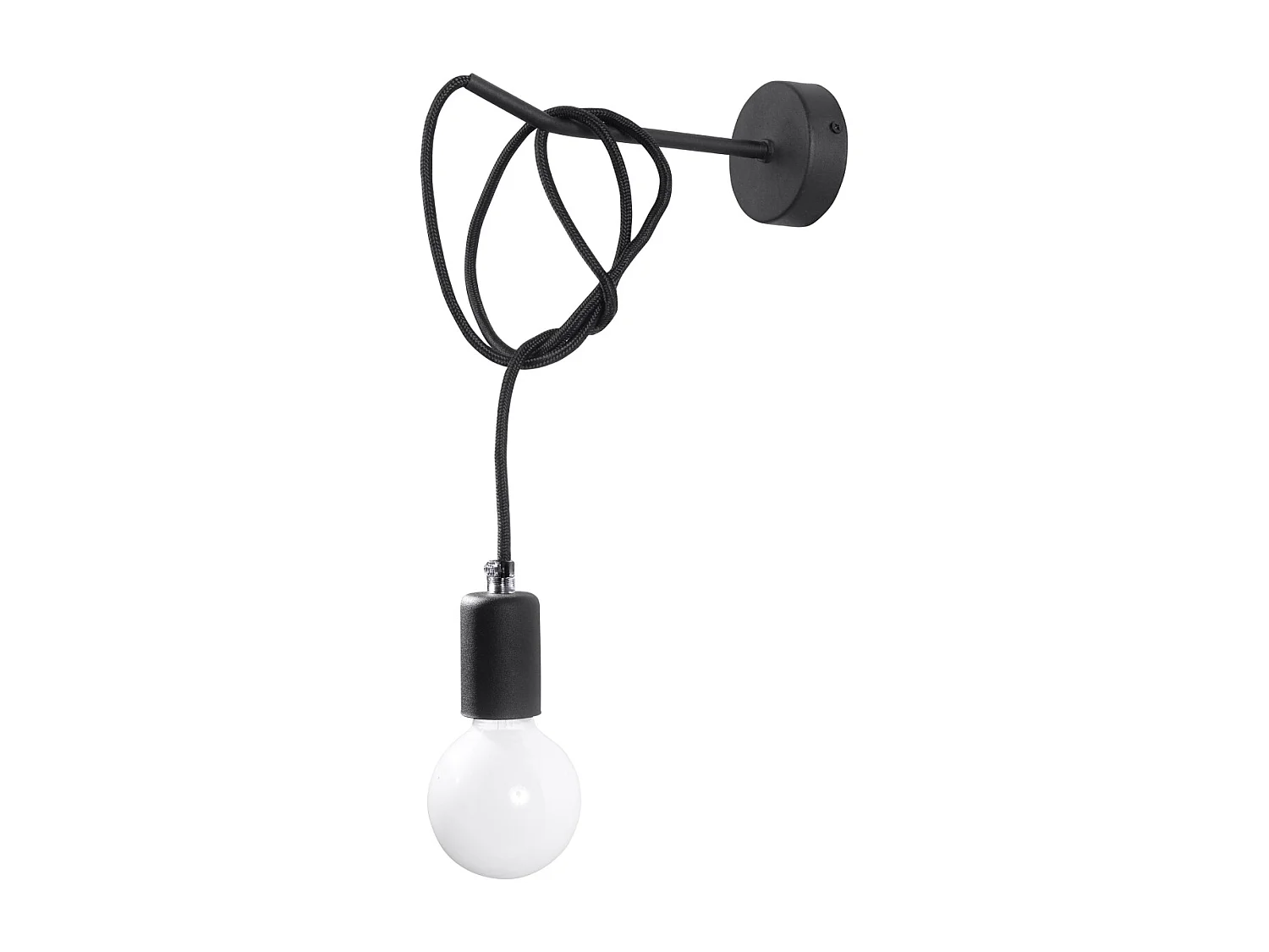 Appliques Speis grenier en tissu/acier - 1 sources lumineuses 4000K - L.8 x H.100 cm - noir