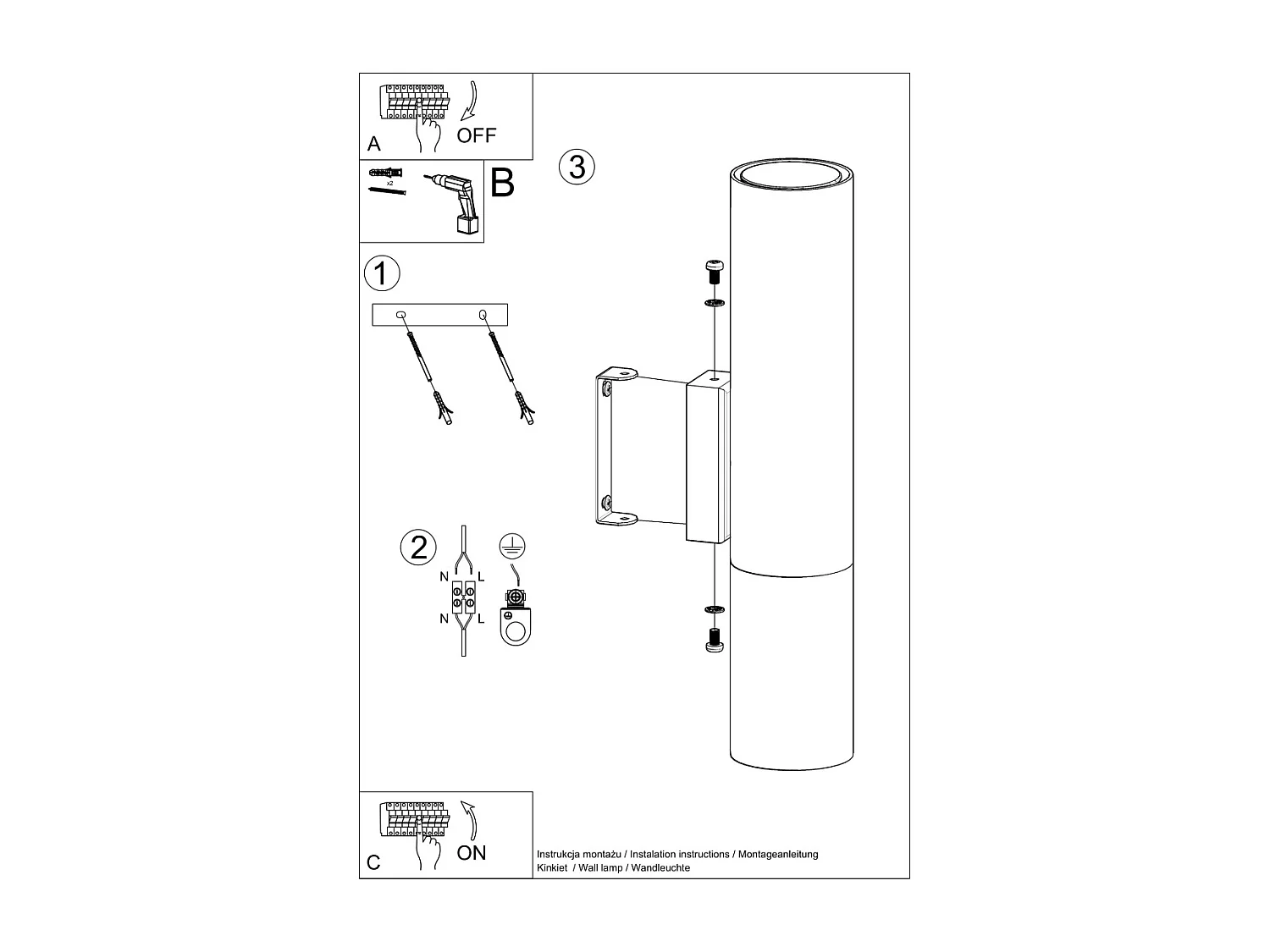 Wandlampen Zarpex modern van  - 2 lichtbronnen 3000K - L.6 x H.29 cm - zwart/chroom