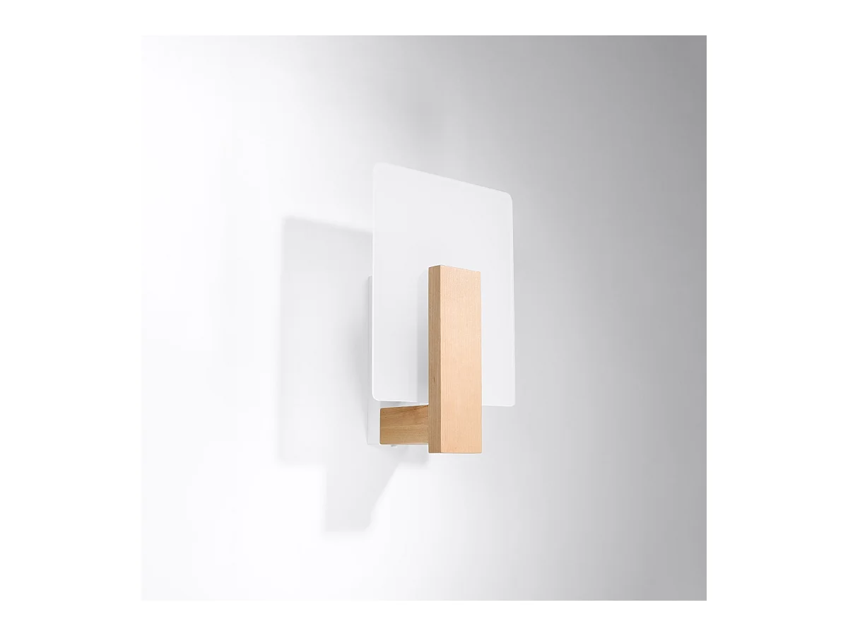Wandlampen Nappo skandinavisch aus  Holz/Glas - 1 lichtquellen 3000K - L.16 x H. cm - Naturholz