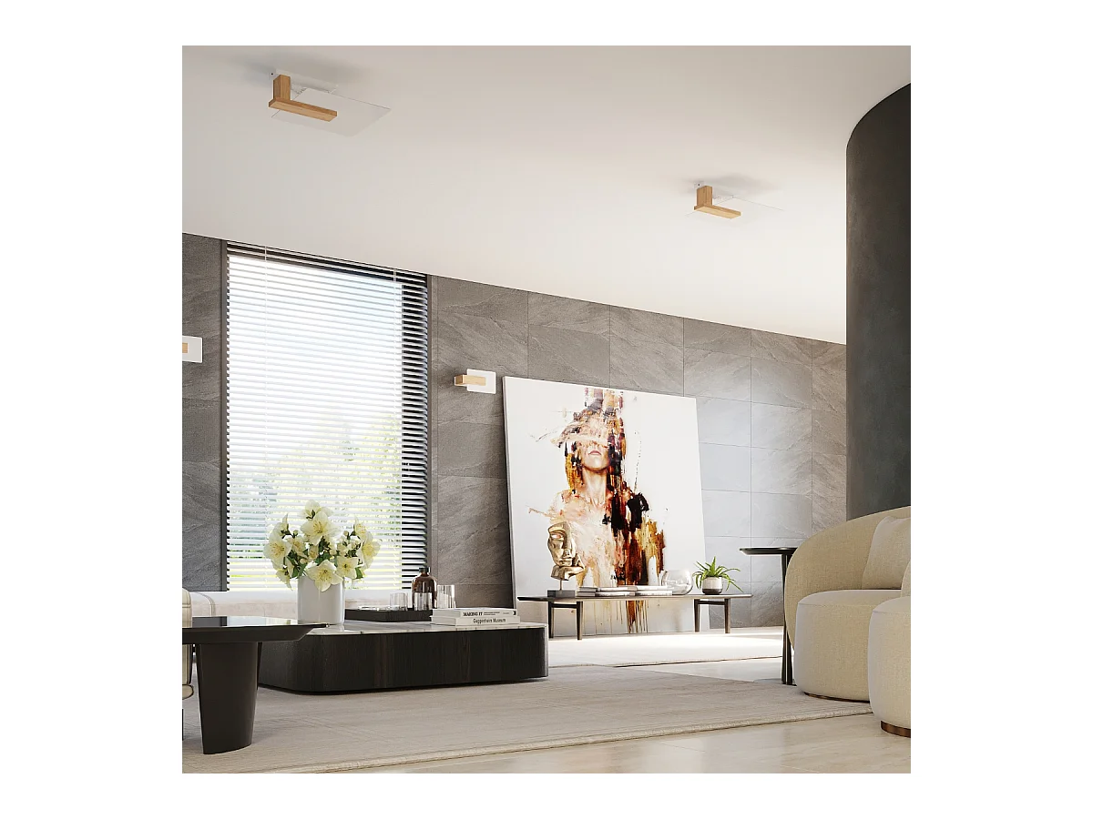 Wandlampen Nappo skandinavisch aus  Holz/Glas - 1 lichtquellen 3000K - L.16 x H. cm - Naturholz