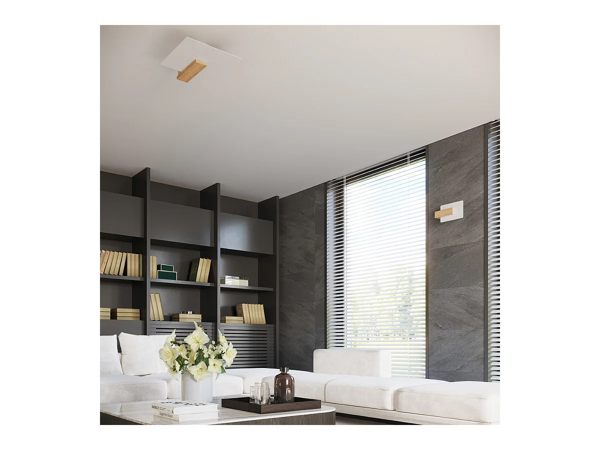 Wandlampen Nappo skandinavisch aus  Holz/Glas - 1 lichtquellen 3000K - L.16 x H. cm - Naturholz