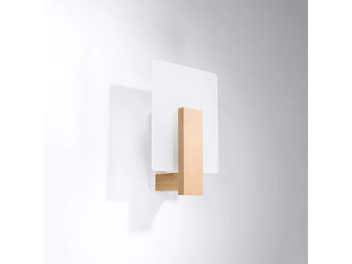 Appliques Nappo scandinave en bois/verre - 1 sources lumineuses 3000K - L.16 x H.30,5 cm - bois naturel