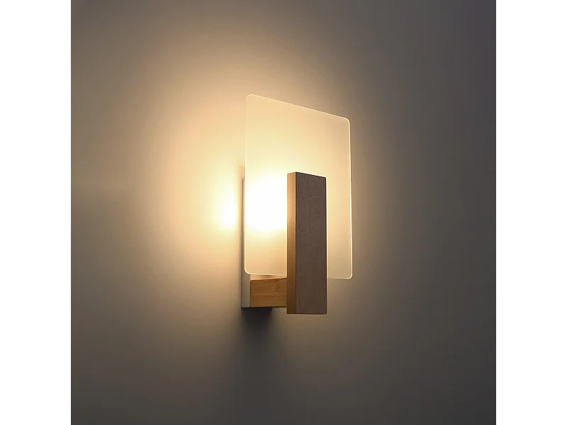 Wandlampen Nappo Scandinavisch van  - 1 lichtbronnen 3000K - L.16 x H.30,5 cm - natuurlijk hout