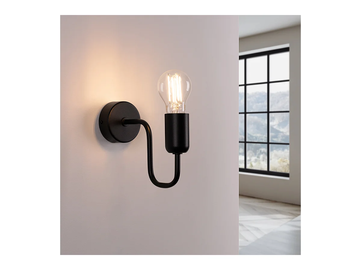 Candeeiros de parede Infinix industrial, aço - 1 fontes de luz 3000K - L.8.5 x H.20 cm - preto