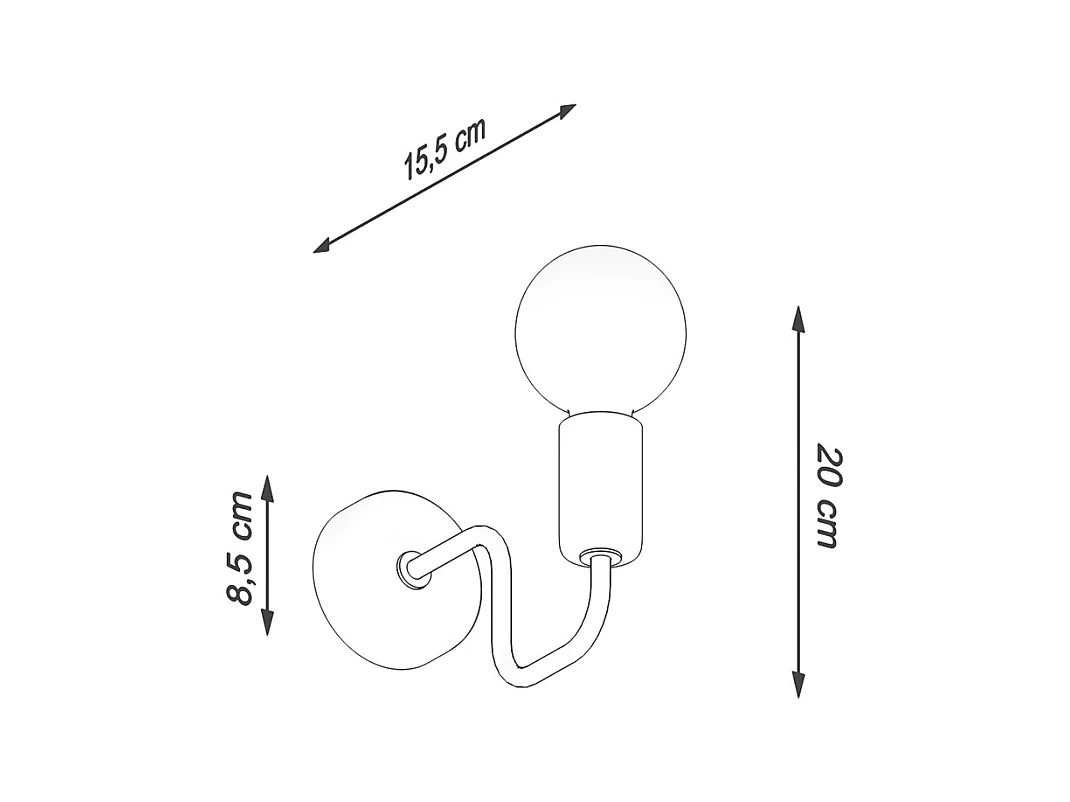 Candeeiros de parede Infinix industrial, aço - 1 fontes de luz 3000K - L.8.5 x H.20 cm - preto