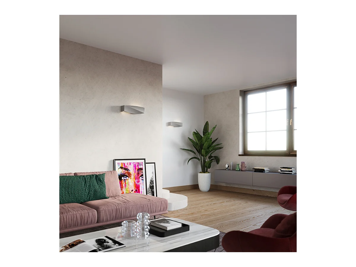 Wandlampen Sigmonix modern van  - 1 lichtbronnen 4000K - L.42 x H.14 cm - grijs