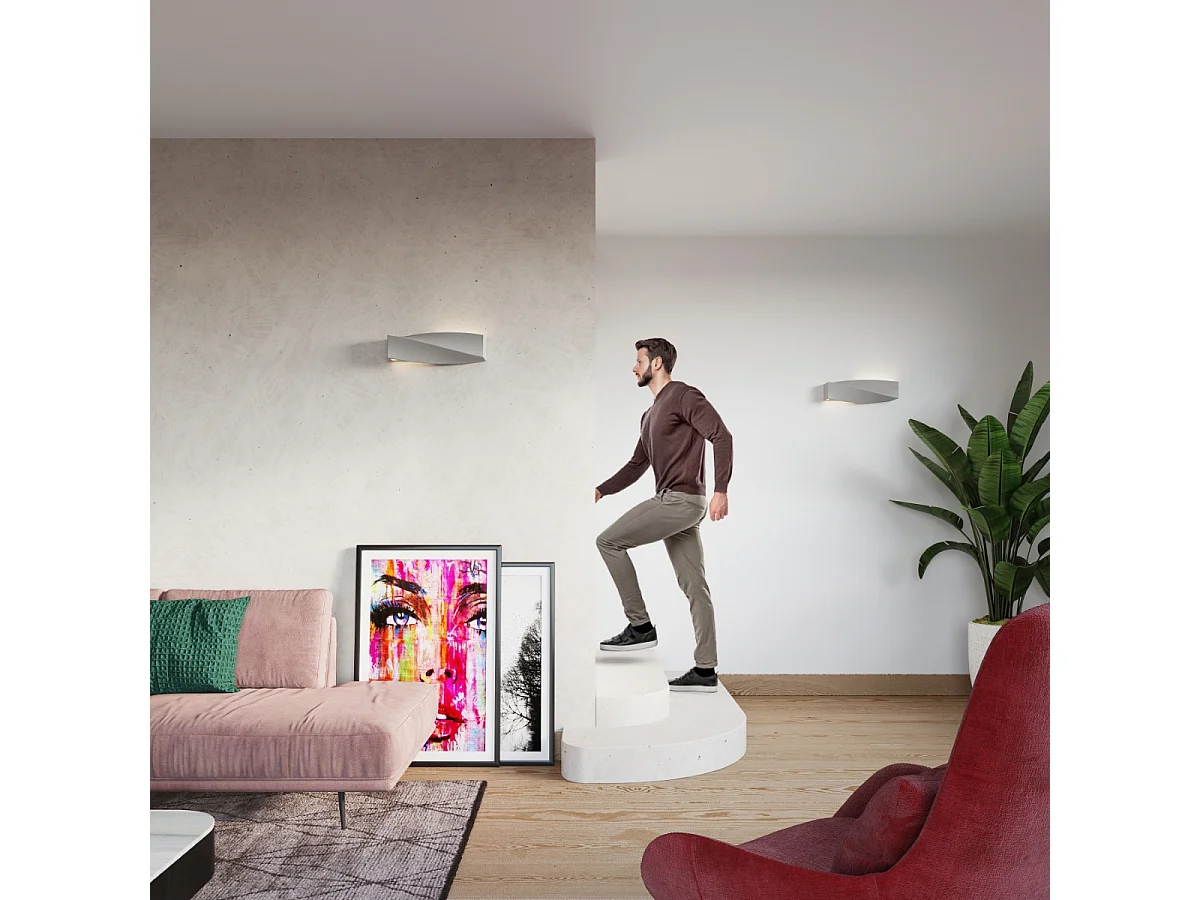 Appliques Sigmonix moderne en céramique/verre - 1 sources lumineuses 4000K - L.42 x H.14 cm - gris