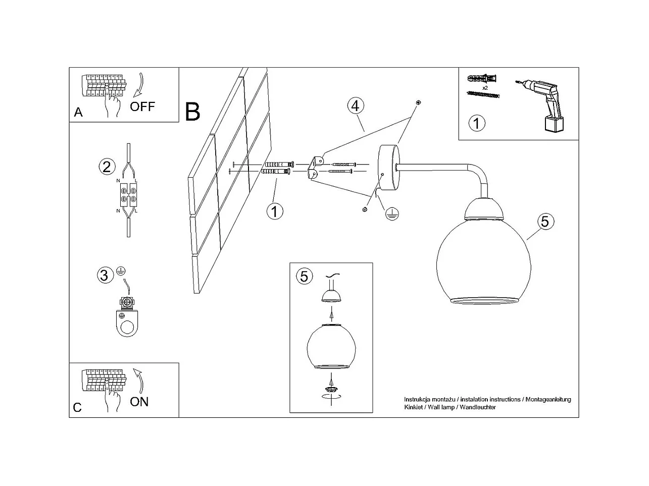 Wandlampen Zelaro modern van  - 1 lichtbronnen 3000K - L.15 x H.26 cm - zwart