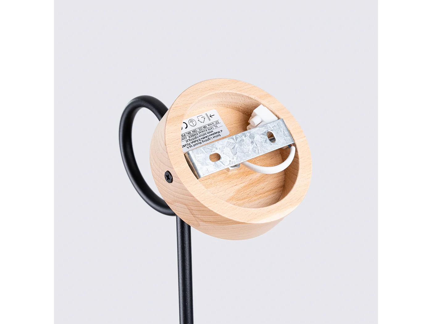 Applique Sparkon minimaliste en acier/bois - 1 sources lumineuses 3000K - L.10 x H.24 cm - noir/bois naturel