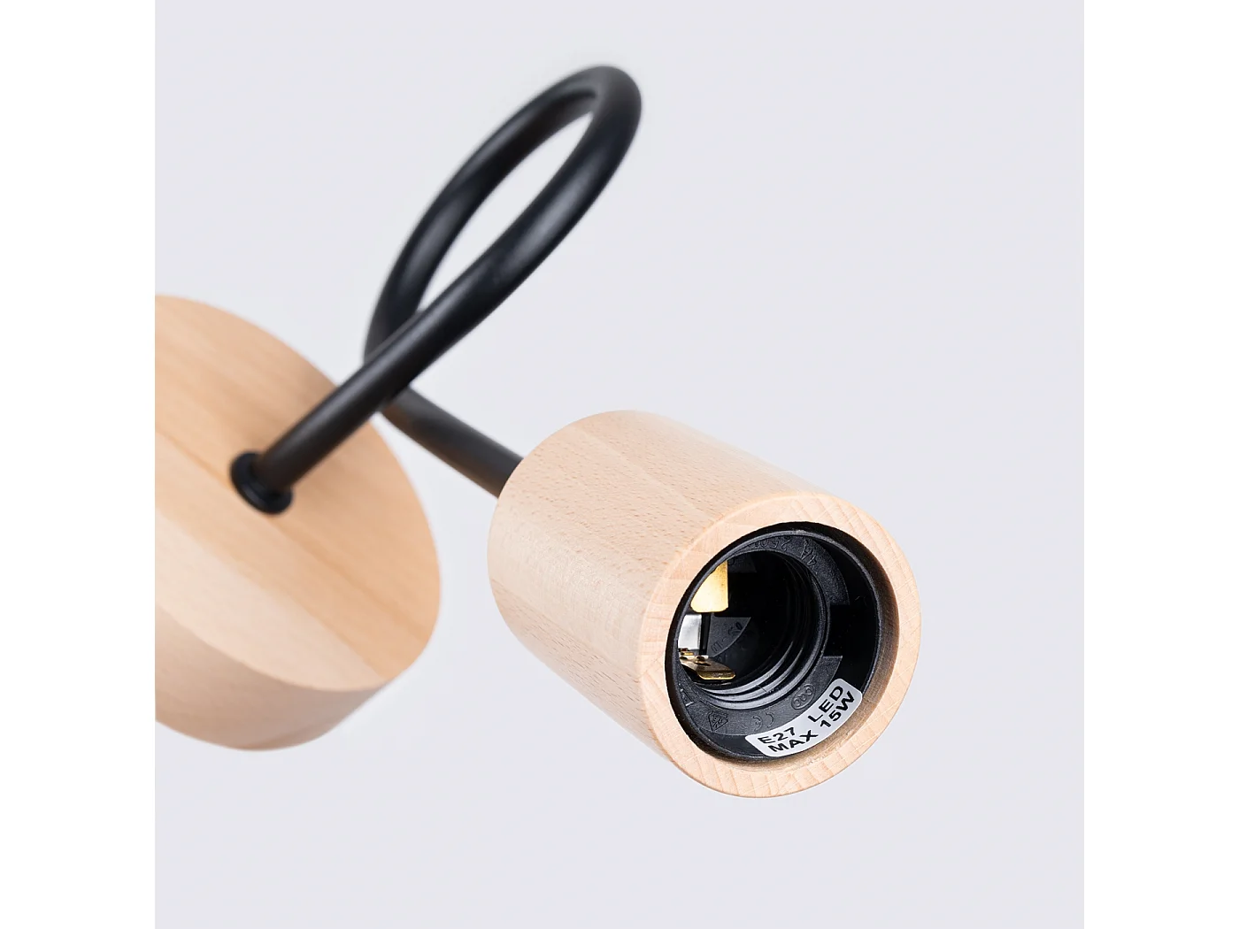 Applique Sparkon minimaliste en acier/bois - 1 sources lumineuses 3000K - L.10 x H.24 cm - noir/bois naturel