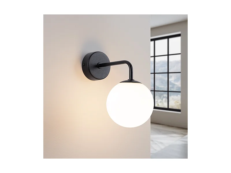 Applique Bealy minimaliste en acier/verre - 1 sources lumineuses 3000K - L.10 x H.21 cm - noir/blanc