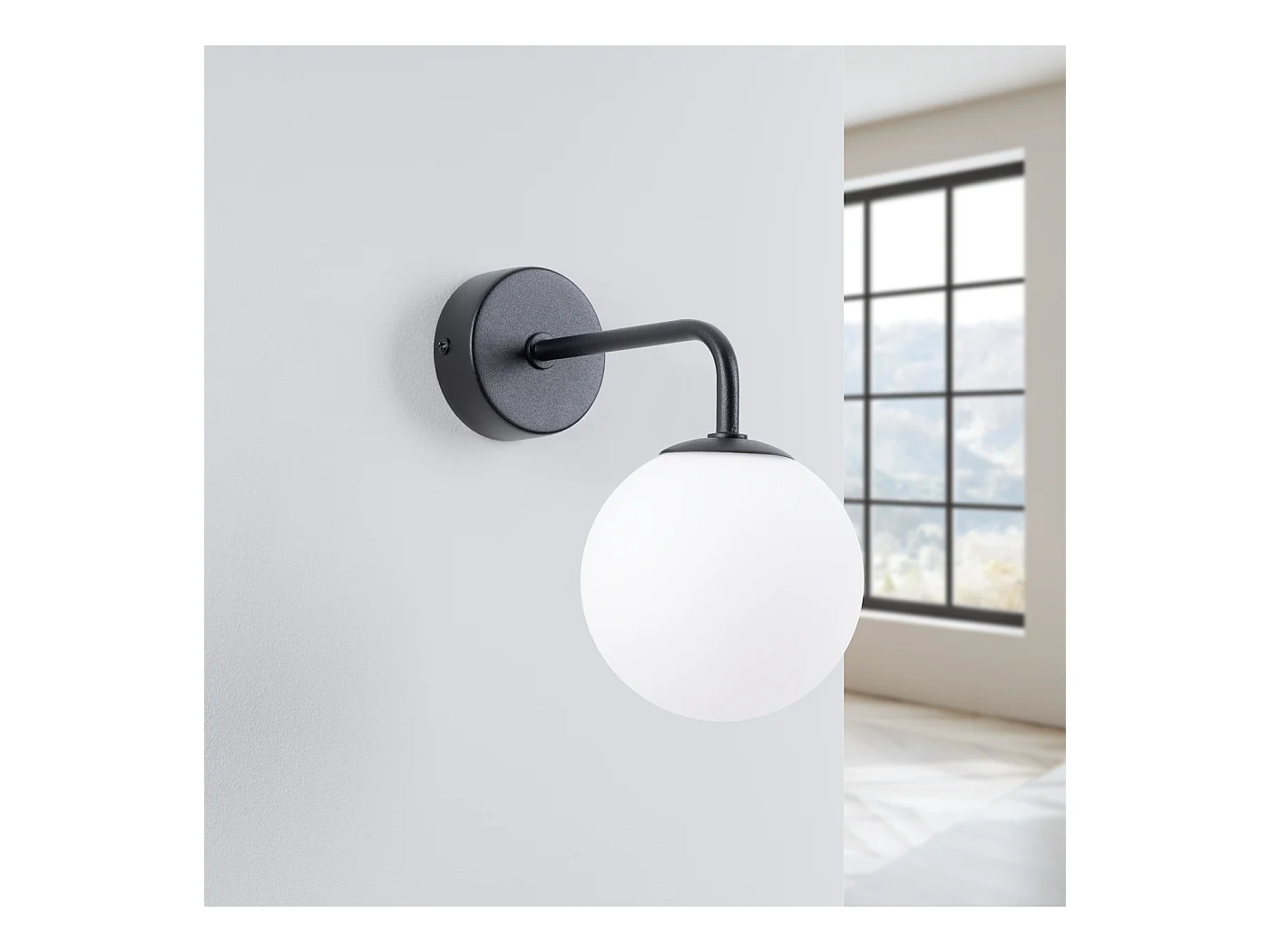 Lampa ścienna minimalistyczny Bealy, stal/szkło - 1 źródło światła 3000K - L.10 x H.21 cm - czarny/biały