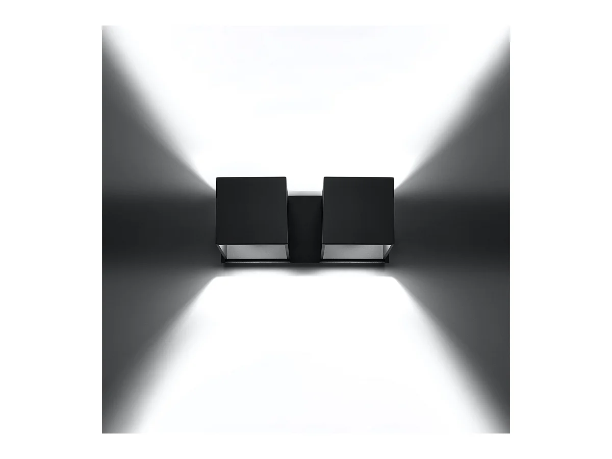 Wandlampen Quadx modern van  - 2 lichtbronnen 4000K - L.26 x H.11 cm - zwart