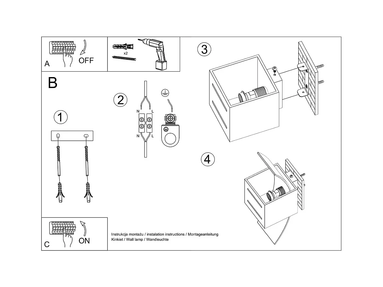 Wandlampen Solenix modern aus  Aluminium/Glas - 1 lichtquellen 3000K - L.10 x H. cm - Schwarz