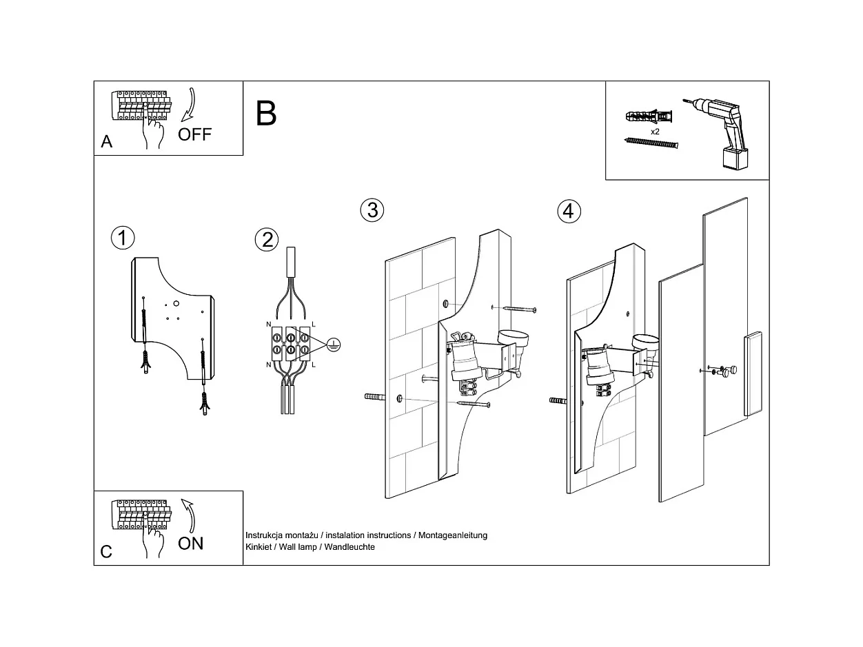 Kinkiety nowoczesny Fabulario, stal/szkło - 2 źródło światła 3000K - L.27 x H.37 cm - chrom/biały