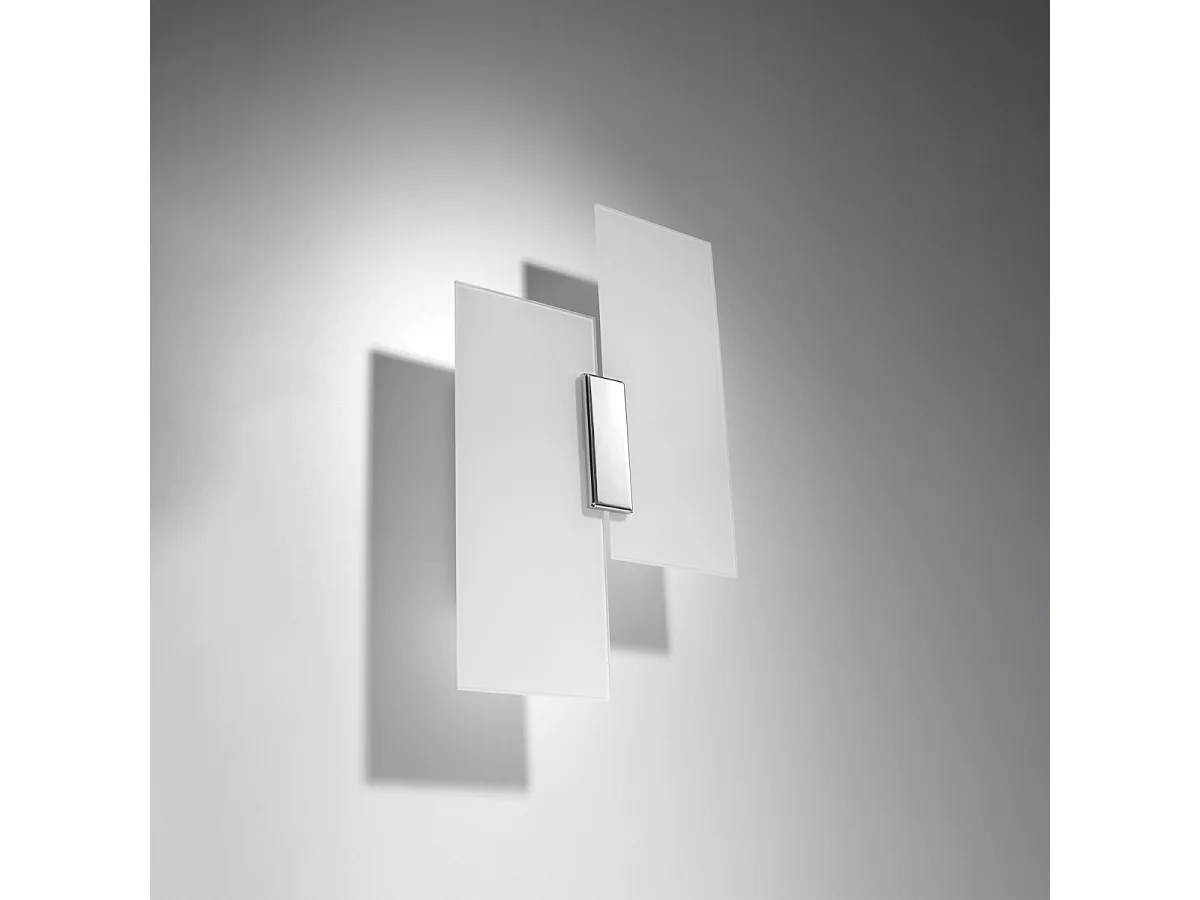 Appliques Fabulario moderne en acier/verre - 2 sources lumineuses 3000K - L.27 x H.37 cm - chromé/blanc