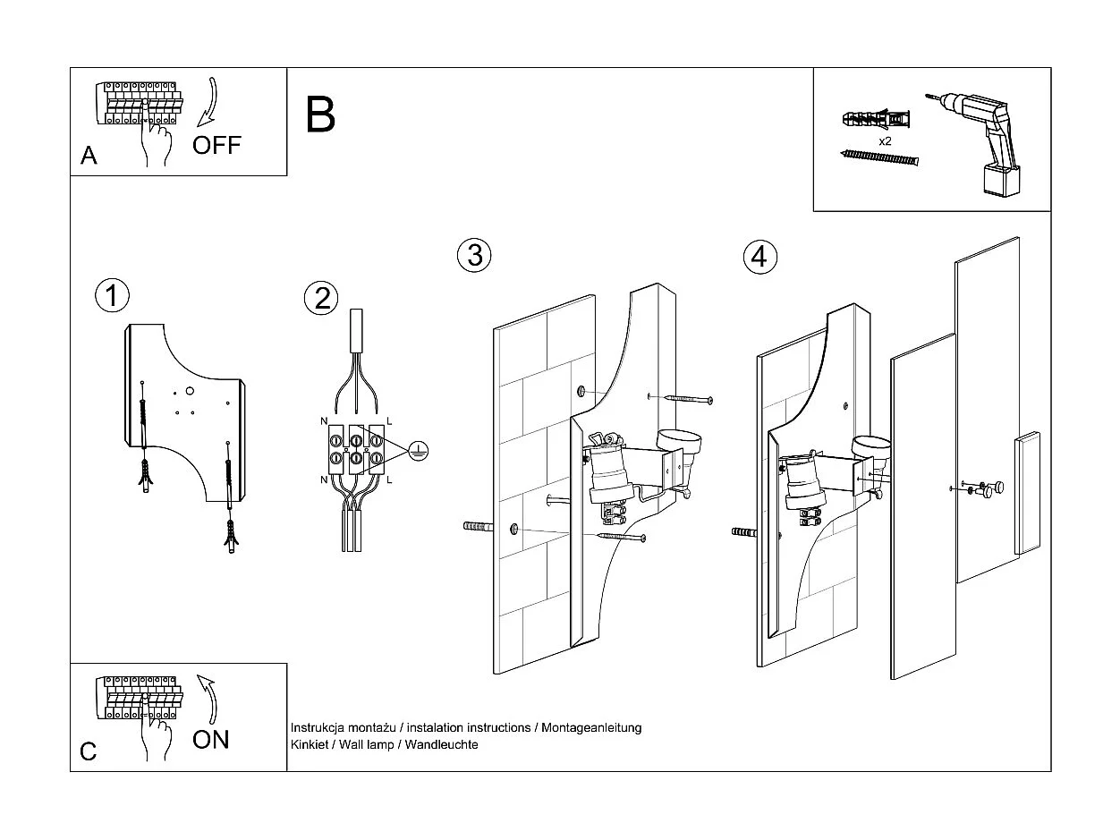 Appliques Fabulario moderne en acier/verre - 2 sources lumineuses 3000K - L.27 x H.37 cm - chromé/blanc