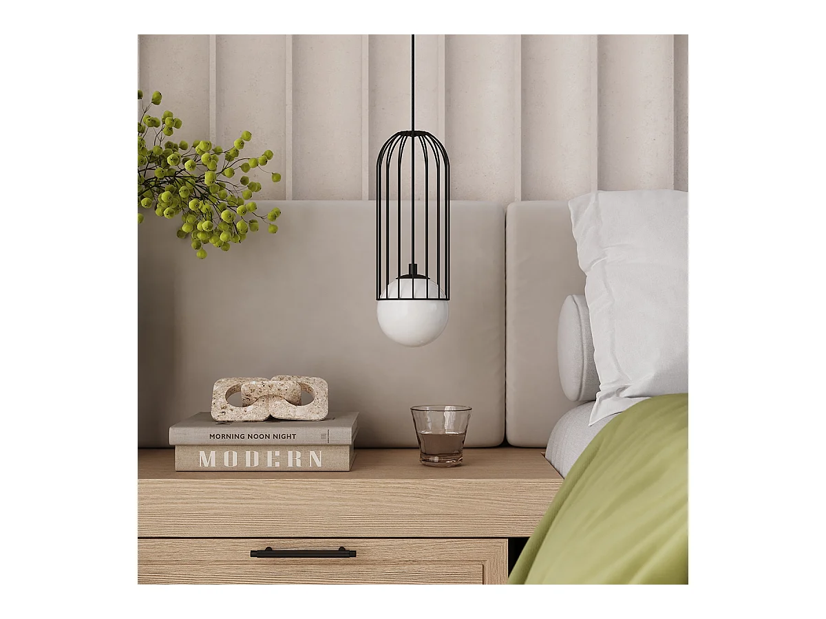 Lampy wiszące nowoczesny Zynex, stal - 1 źródło światła 3000K - L.12 x H.115 cm - czarny