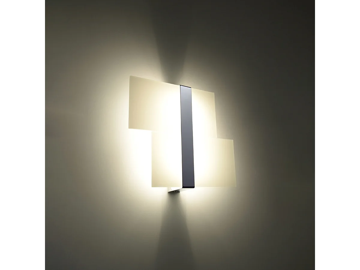 Appliques Verre moderne en acier/verre - 2 sources lumineuses 4000K - L.39 x H.28 cm - chromé/blanc