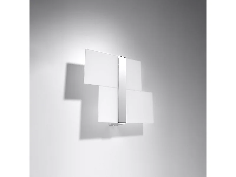 Appliques Verre moderne en acier/verre - 2 sources lumineuses 4000K - L.39 x H.28 cm - chromé/blanc