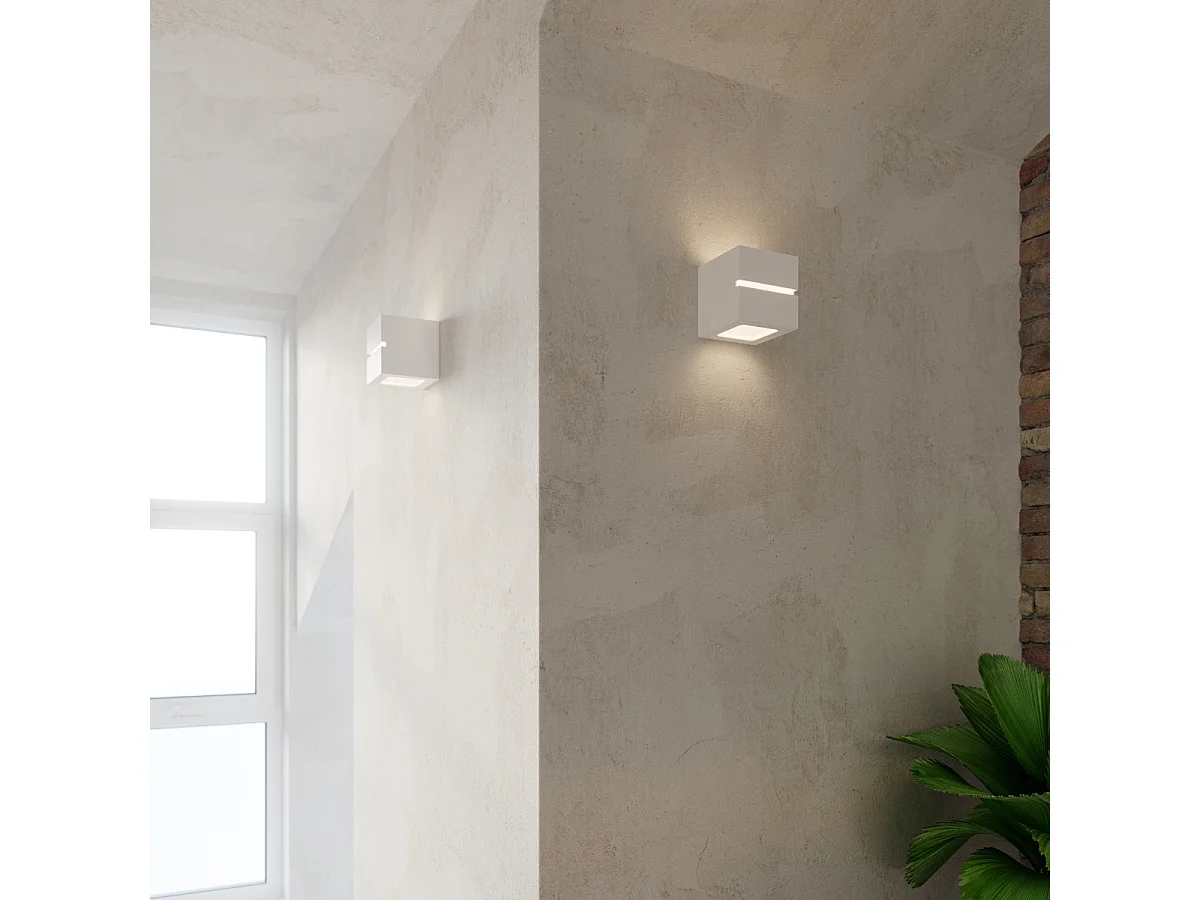 Appliques Astra line moderne en céramique - 1 sources lumineuses 3000K - L.14 x H.14 cm - blanc