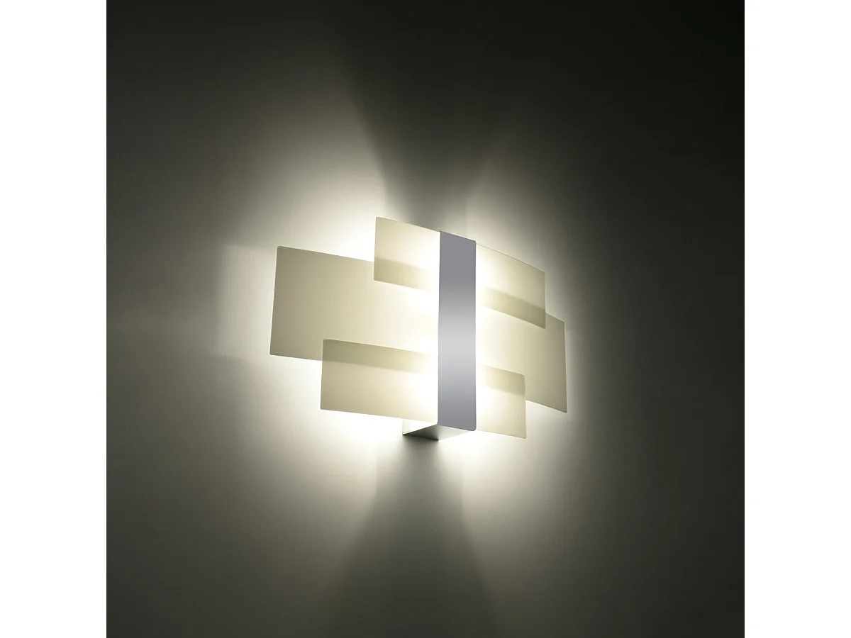 Wandlampen Zelora modern aus  Stahl/Glas - 2 lichtquellen 3000K - L.42 x H. cm - Chrom/Weiß