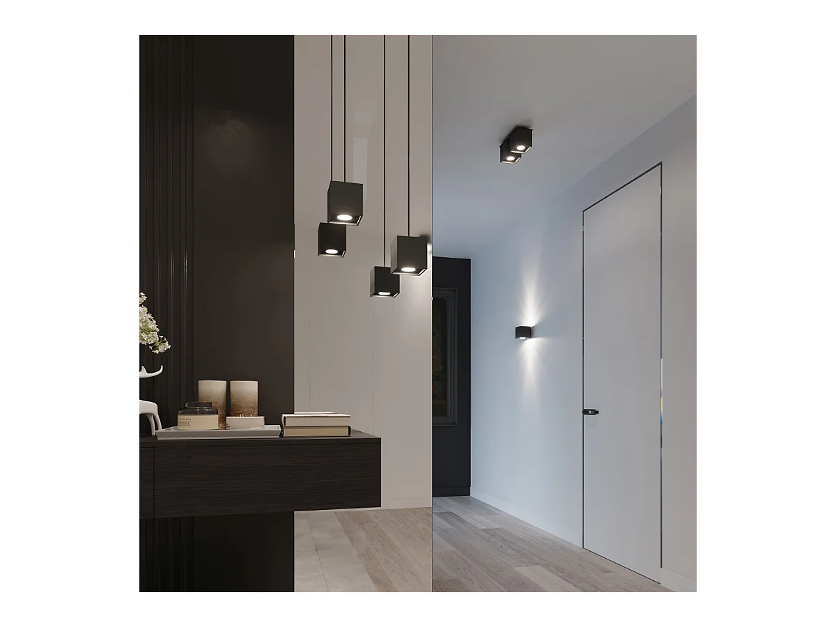 Wandlampen Quadx modern aus  Aluminium - 1 lichtquellen 4000K - L.10 x H. cm - Schwarz