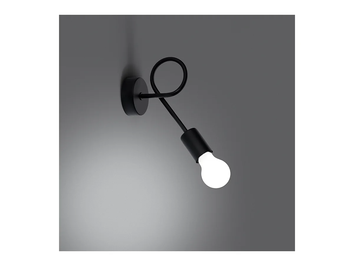 Candeeiros de parede Varilex industrial, aço - 1 fontes de luz 3000K - L.23 x H.19 cm - preto