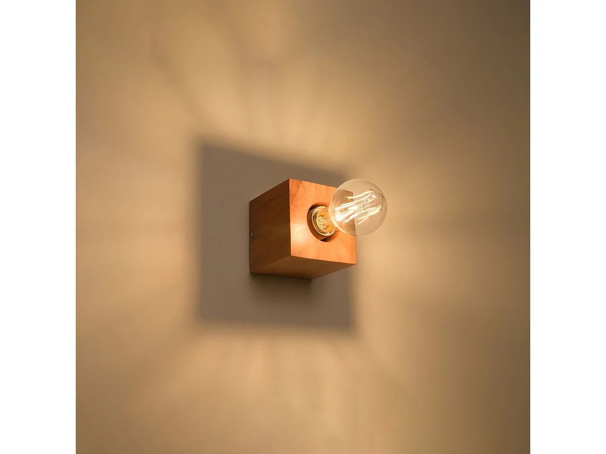 Appliques Zxina scandinave en bois - 1 sources lumineuses 3000K - L.10 x H.10 cm - bois naturel