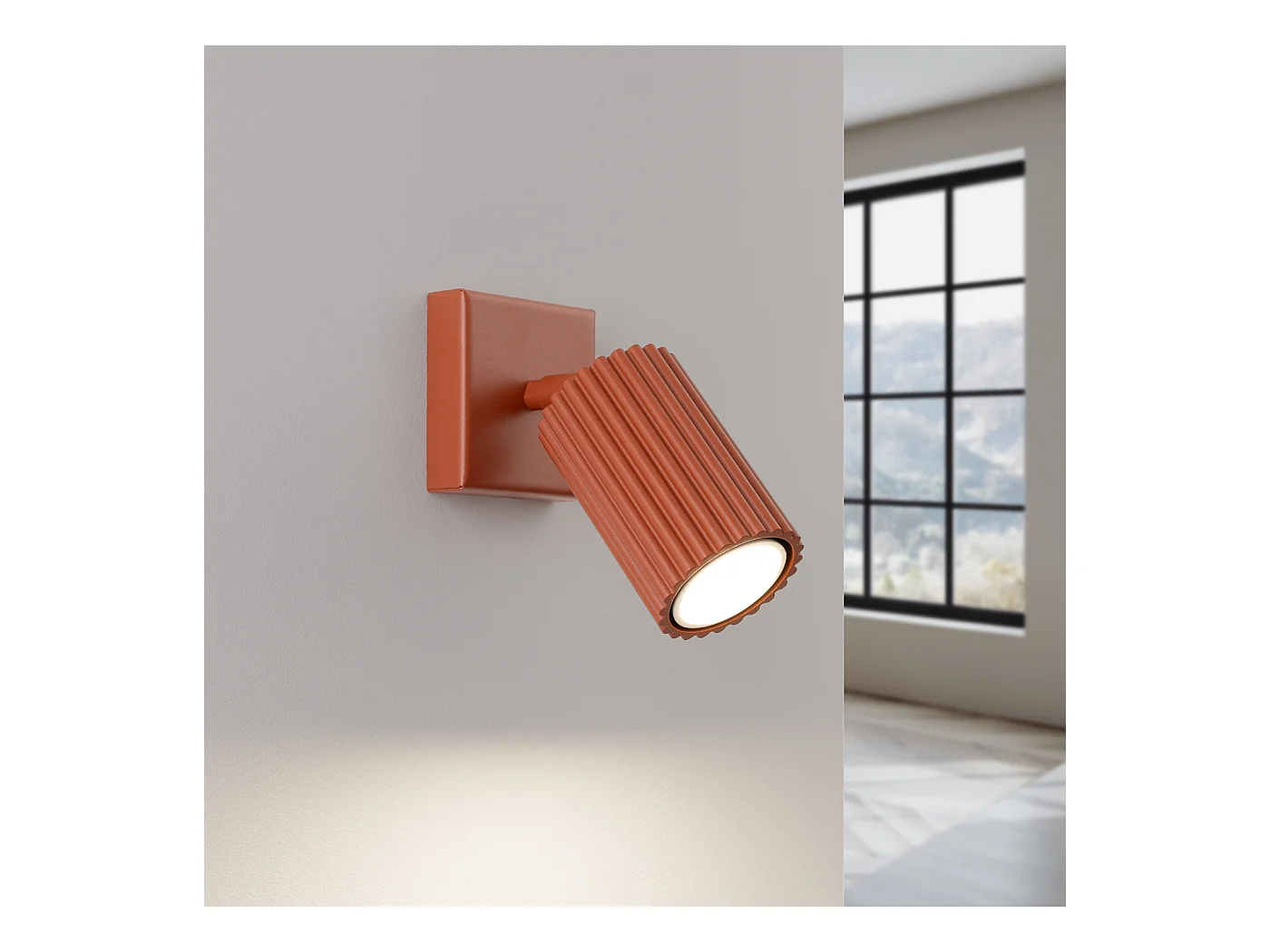 Applique Gloow minimaliste en aluminium - 1 sources lumineuses 3000K - L.8 x H.8 cm - ocre rouge