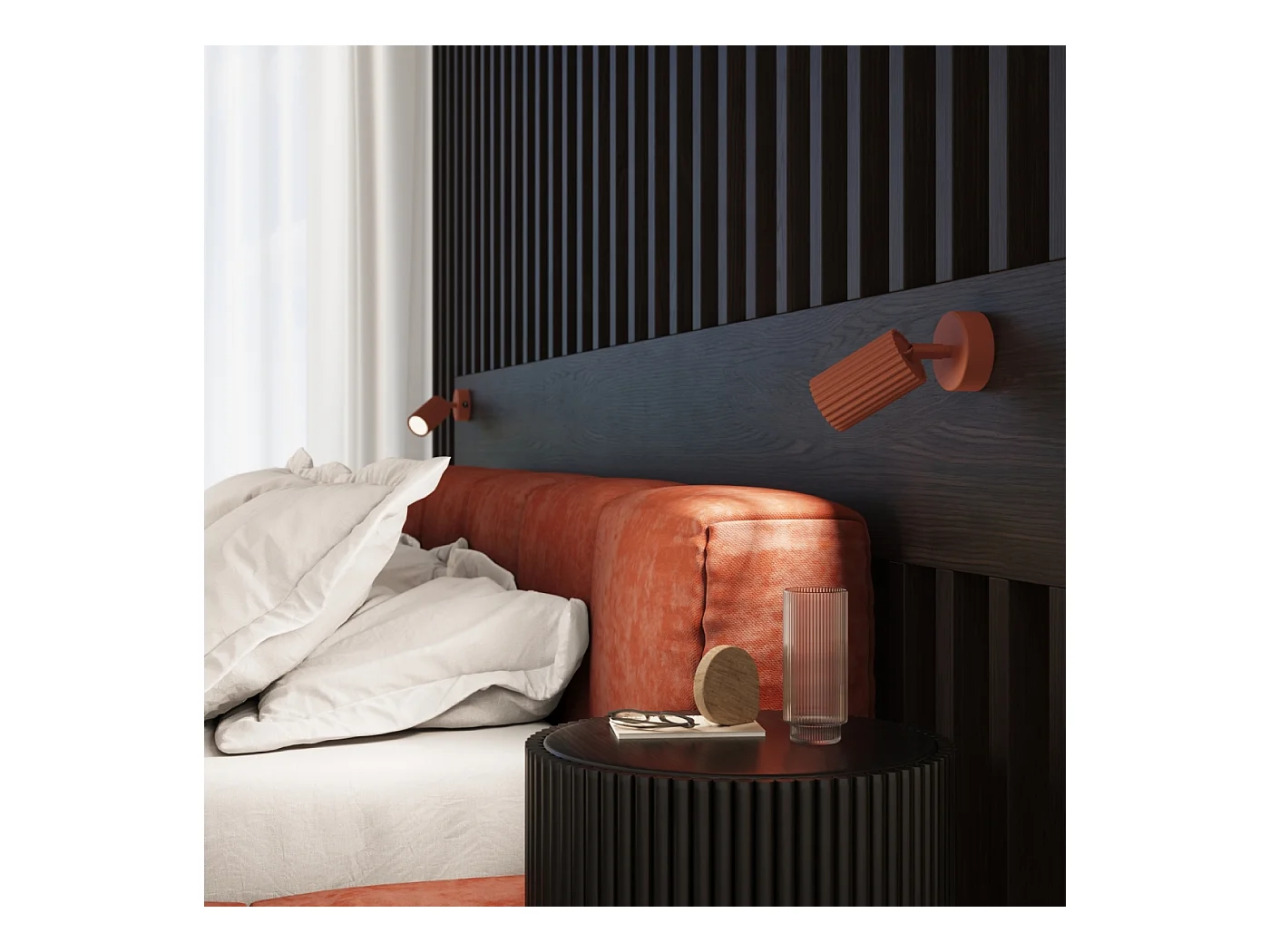 Applique Gloow minimaliste en aluminium - 1 sources lumineuses 3000K - L.8 x H.8 cm - ocre rouge