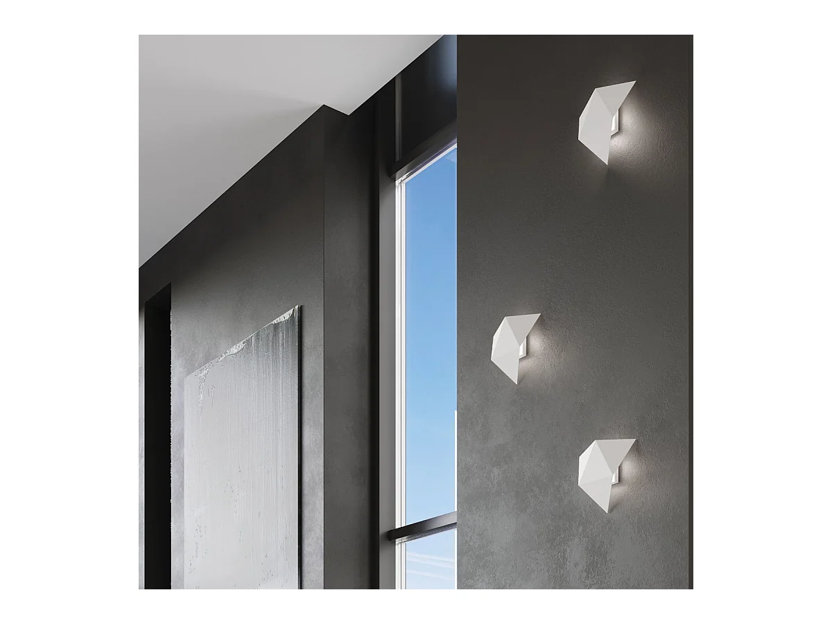 Lampade da parete Solara moderno di acciaio - 2 sorgenti luminose 4000K - L.27 x A.25 cm - bianco