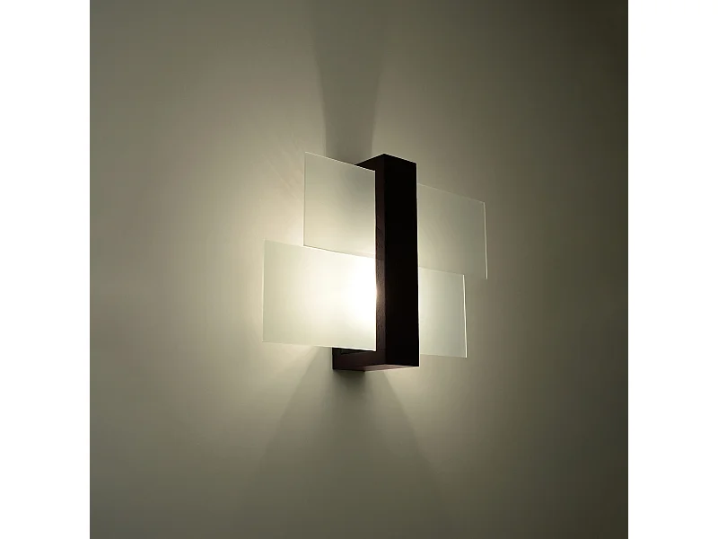 Kinkiety skandynawski Ignis, drewno/szkło - 1 źródło światła 3000K - L.43 x H.30 cm - wenge