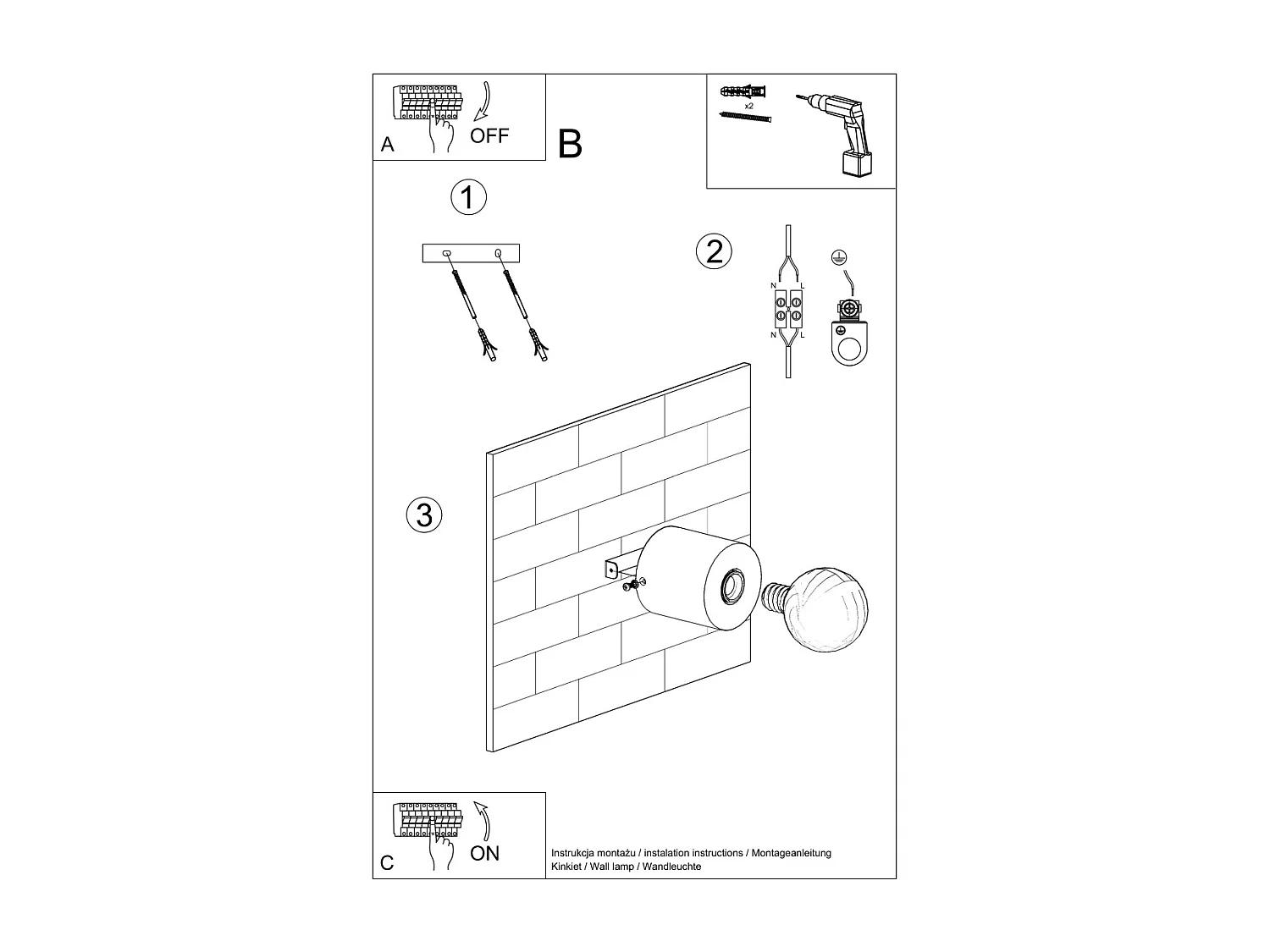 Appliques Nalvado industriel en béton - 1 sources lumineuses 4000K - L.10 x H.10 cm - gris