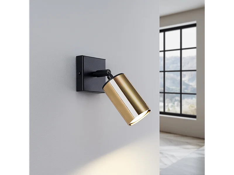 Wandlampen Glois modern van  - 1 lichtbronnen 3000K - L.8 x H.18,5 cm - zwart goud