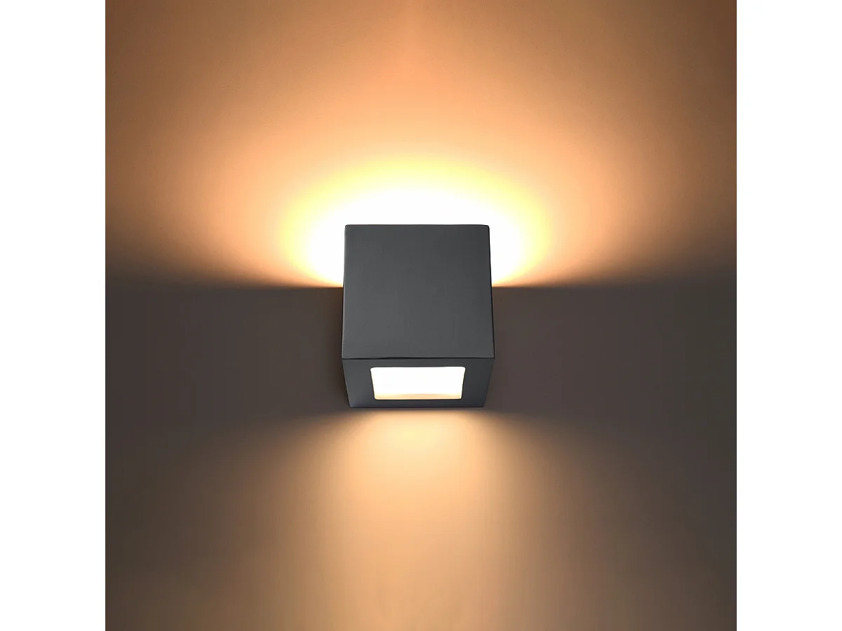 Appliques Astra moderne en céramique/verre - 1 sources lumineuses 3000K - L.14 x H.14 cm - gris