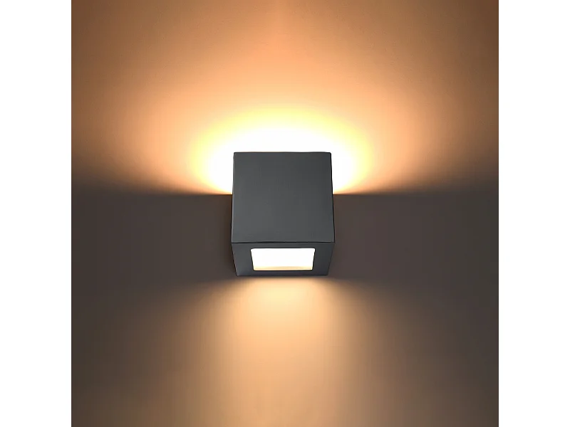 Appliques Astra moderne en céramique/verre - 1 sources lumineuses 3000K - L.14 x H.14 cm - gris