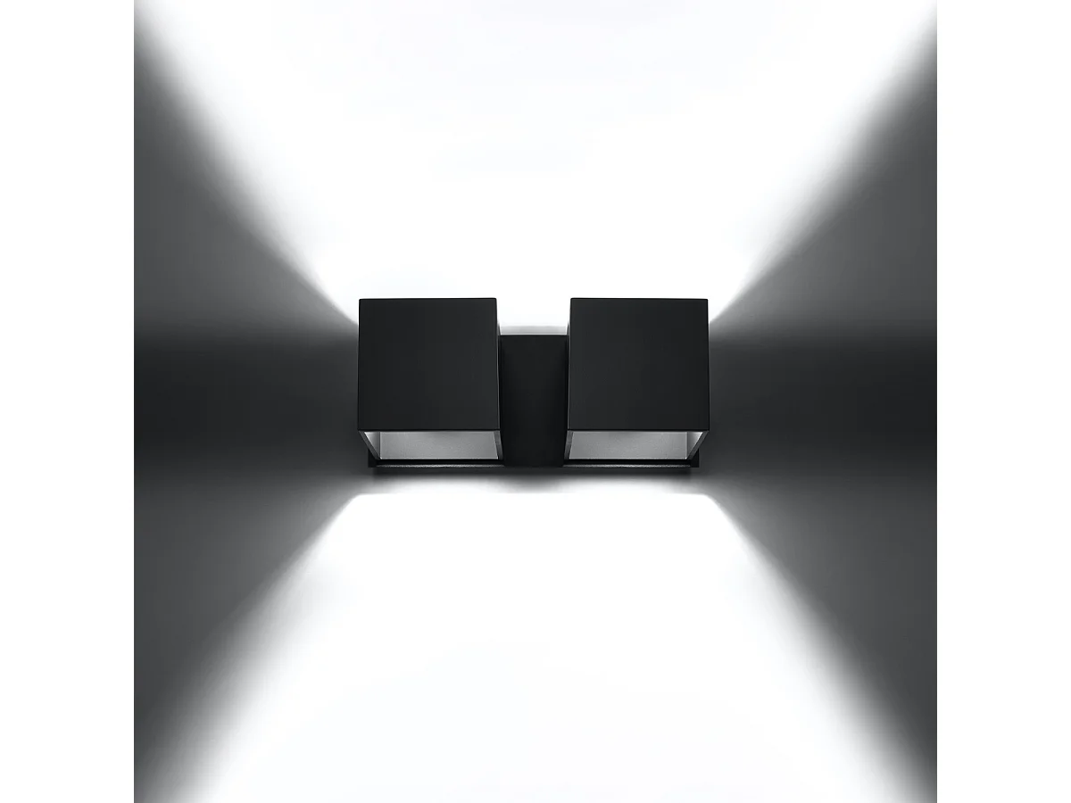 Lampade da parete Quadx moderno di alluminio - 2 sorgenti luminose 3000K - L.26 x A.11 cm - nero