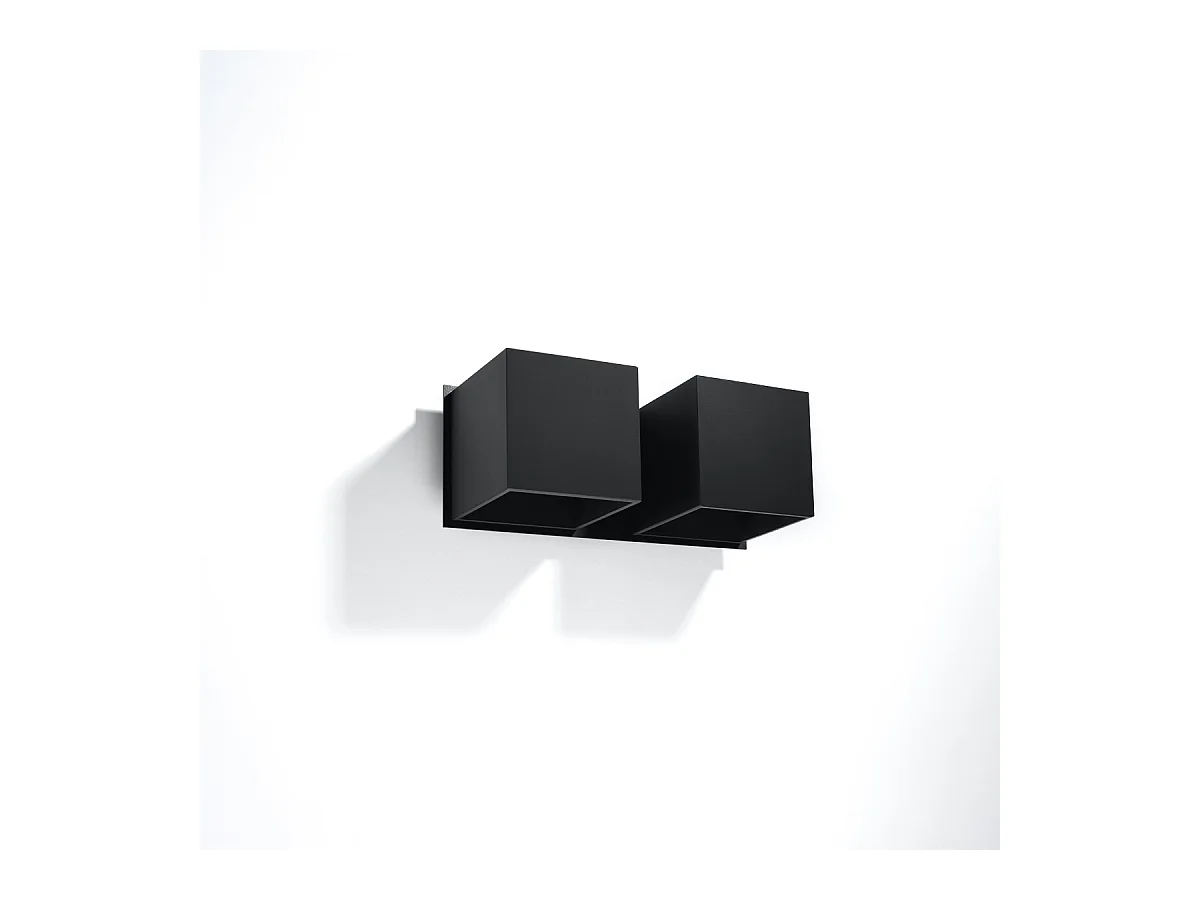 Lampade da parete Quadx moderno di alluminio - 2 sorgenti luminose 3000K - L.26 x A.11 cm - nero