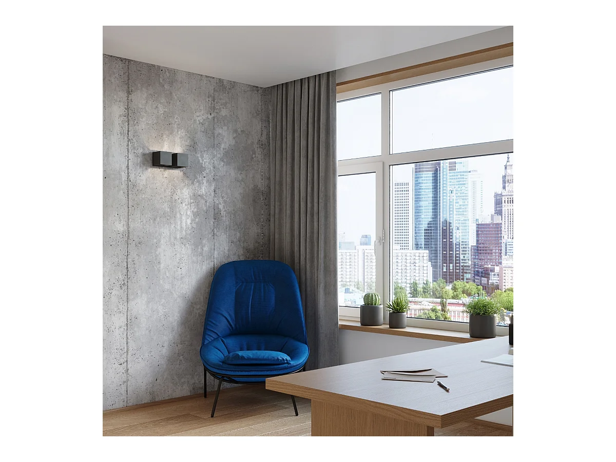 Lampade da parete Quadx moderno di alluminio - 2 sorgenti luminose 3000K - L.26 x A.11 cm - nero