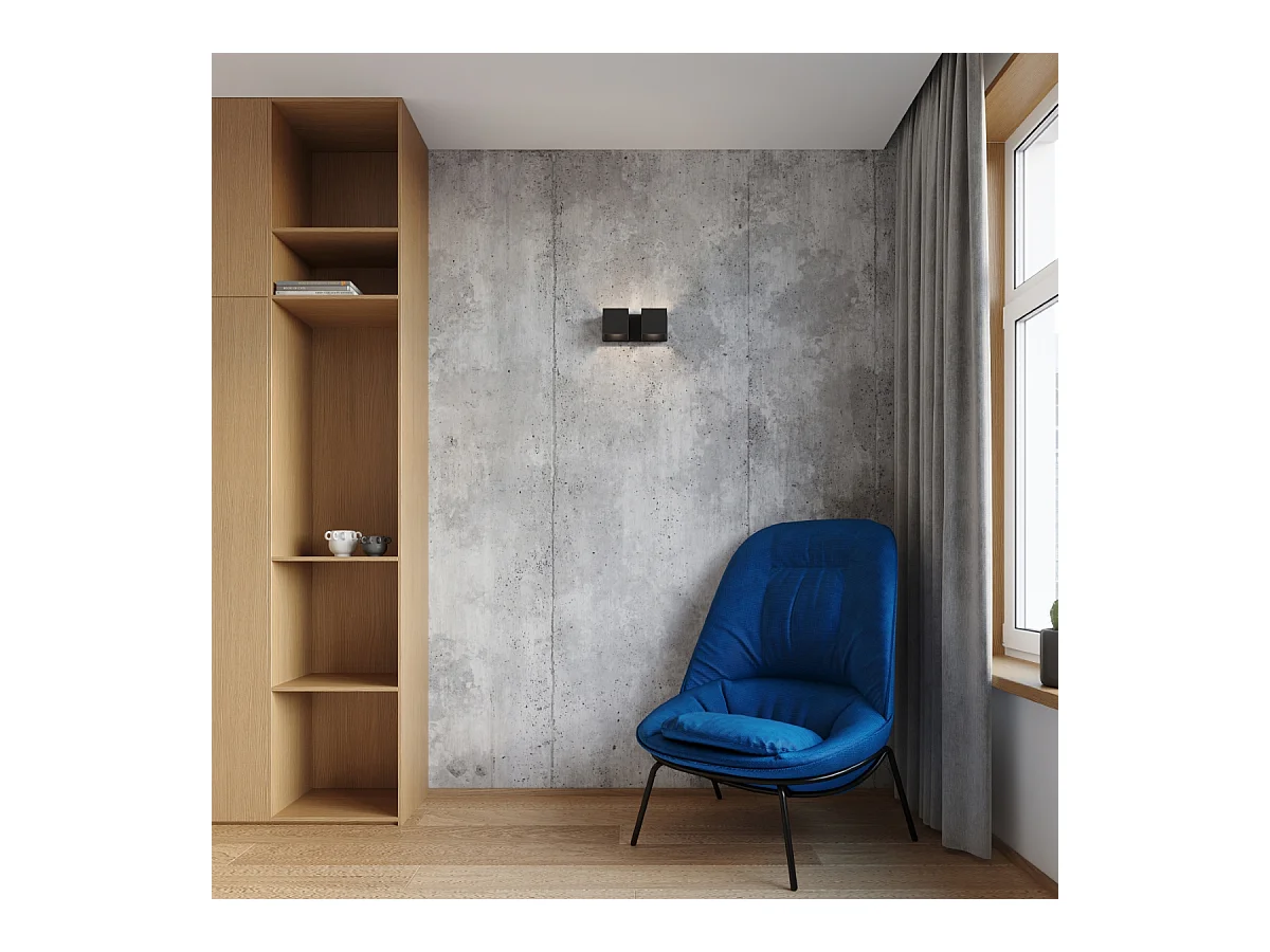 Lampade da parete Quadx moderno di alluminio - 2 sorgenti luminose 3000K - L.26 x A.11 cm - nero