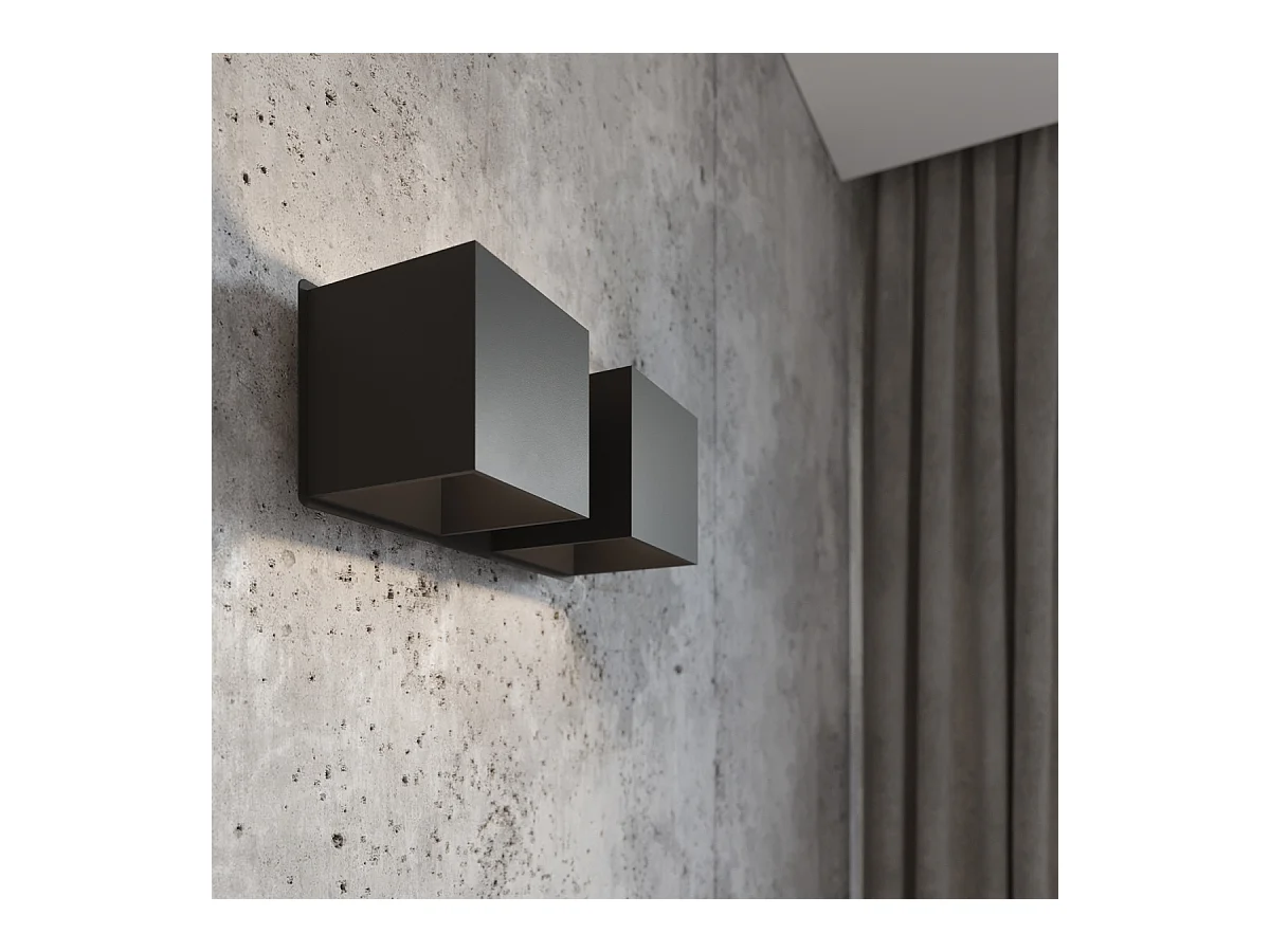Lampade da parete Quadx moderno di alluminio - 2 sorgenti luminose 3000K - L.26 x A.11 cm - nero