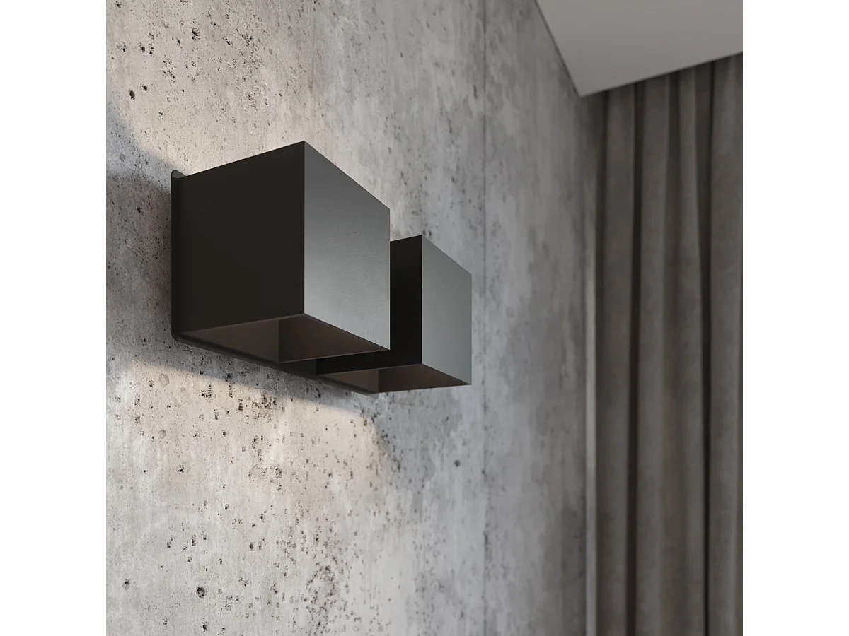 Appliques Quadx moderne en aluminium - 2 sources lumineuses 3000K - L.26 x H.11 cm - noir