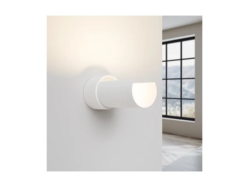 Lampada da parete Torow minimalista di acciaio - 1 sorgenti luminose 3000K - L.10 x A.21 cm - bianco