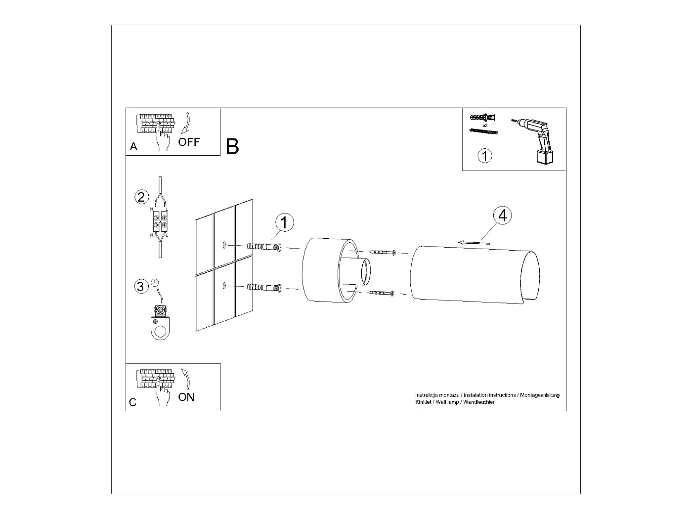 Lampada da parete Torow minimalista di acciaio - 1 sorgenti luminose 3000K - L.10 x A.21 cm - bianco