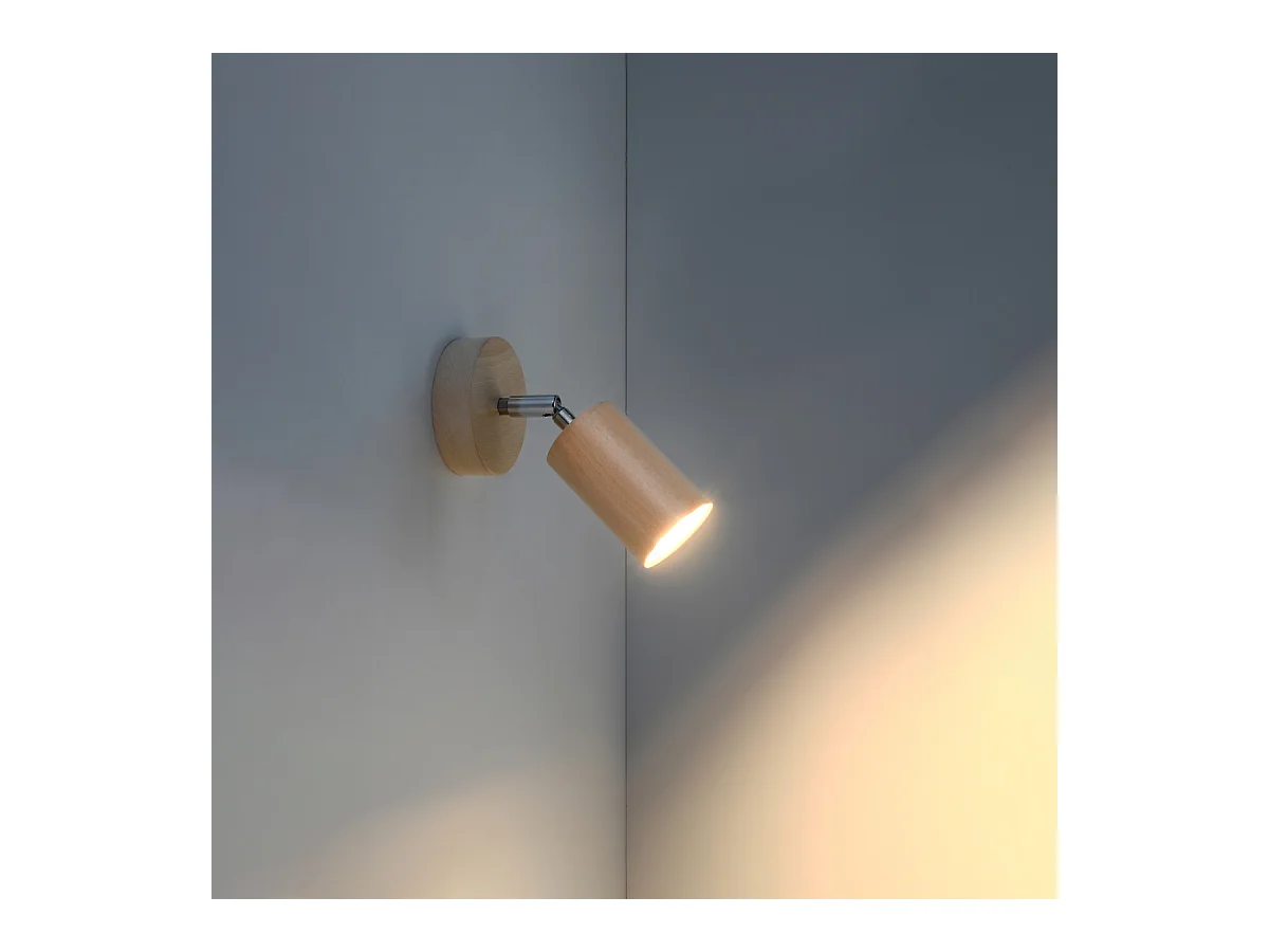 Lampade da parete Vorix scandinavo di legna - 1 sorgenti luminose 4000K - L.10 x A.20 cm - legno naturale