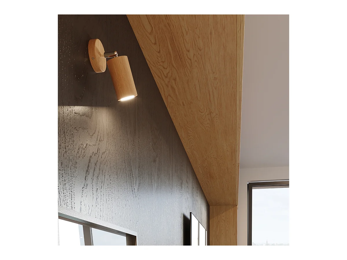 Lampade da parete Vorix scandinavo di legna - 1 sorgenti luminose 4000K - L.10 x A.20 cm - legno naturale