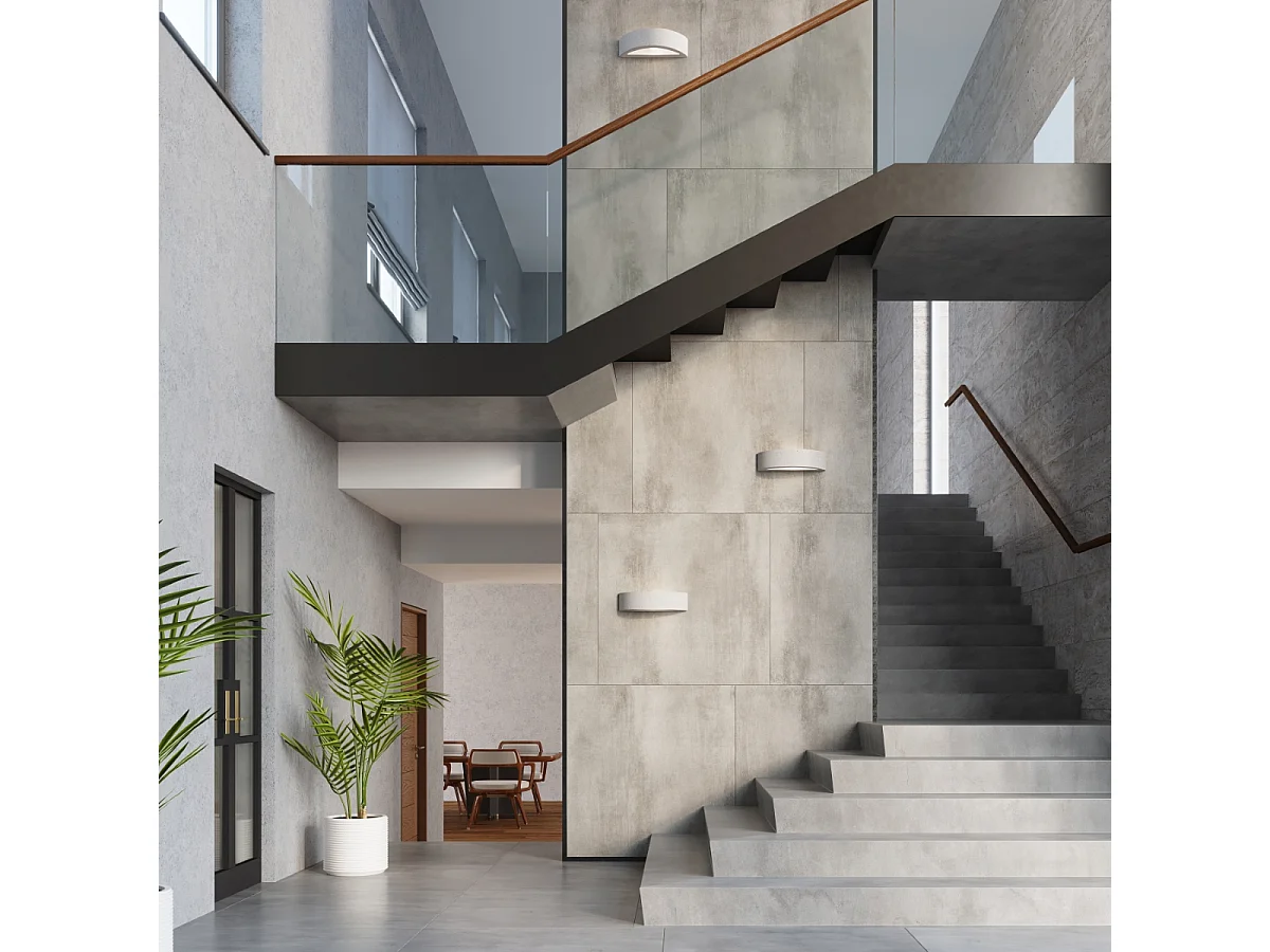 Appliques Enumis moderne en béton/verre - 1 sources lumineuses 3000K - L.40 x H.10 cm - gris